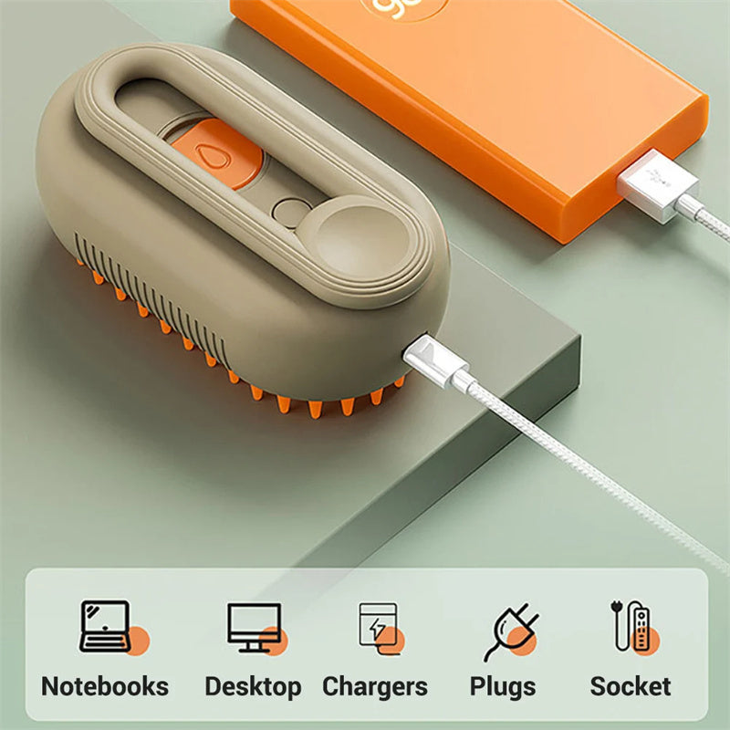 3-in-1 Electric Steam Brush for Dogs & Cats